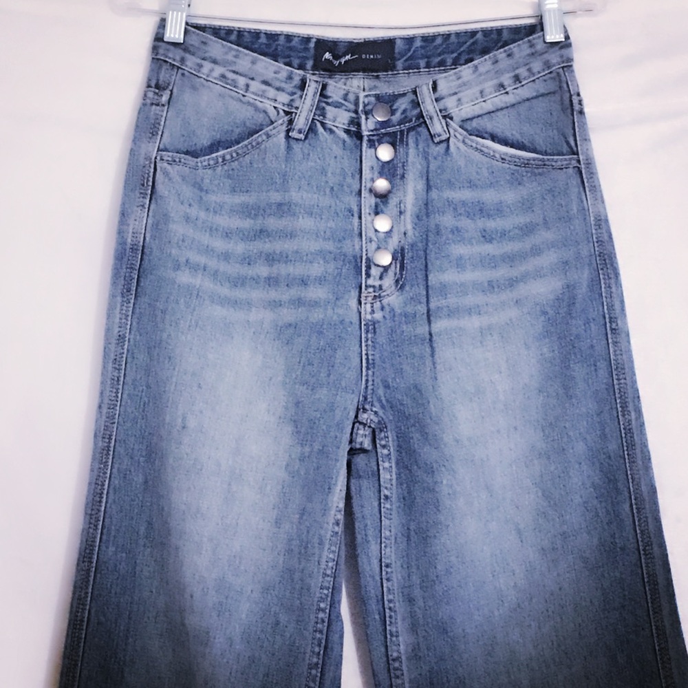 Nasty Gal High Waist Wide Button fly Denim Jeans - Picture 6 of 8